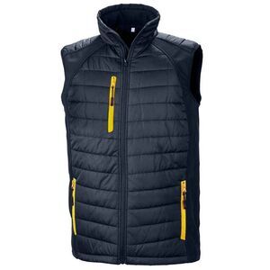 Result Genuine Recycled Unisex Adult Compass Softshell Padded Vest / Navy/Yellow